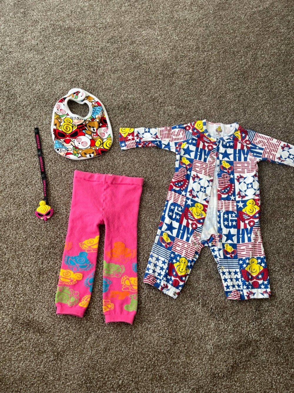 Hysteric Glamour Pink Leggings with Multicolor Patriotic Print One-Piece